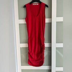 Michael Stars Vibrant Red Ruched Mini Dress